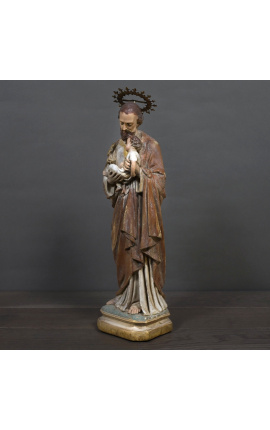 Large statue &quot;Sacred heart of the chapel&quot; in polychrome plaster