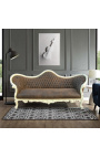 Sofa barokowe Napoléon III styl czekolady tkaniny i drewna beige