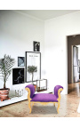 Baroque bench Louis XV style purple fabric and antique gold wood