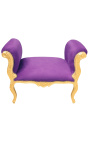 Banquette baroque de style Louis XV velours mauve et bois doré