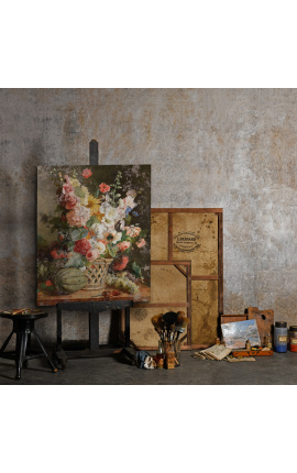 Tableau &quot;Fruits et fleurs dans un panier en osier&quot; - Antoine Berjon