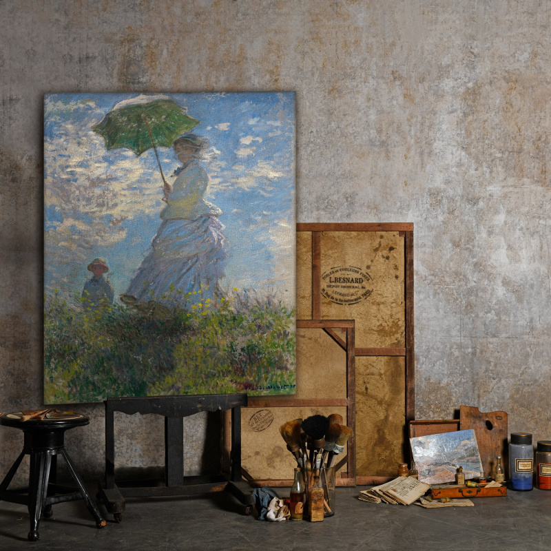 Tableau Sur Toile Monet "Madame Monet Con Figlio", 50x70 Cm, Reproduction D'art Moderne, Neuf
