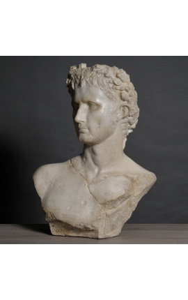 Sculptură somptuoasă în bust a lui Augustus încoronat