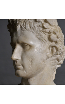 Escultura suntuosa do busto do coroado Augusto