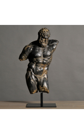 Escultura "Hércules" sobre suporte de metal preto