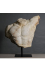 Grande scultura "Gladiatore in lotta" su supporto in metallo nero