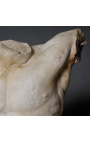 Grande scultura "Gladiatore in lotta" su supporto in metallo nero