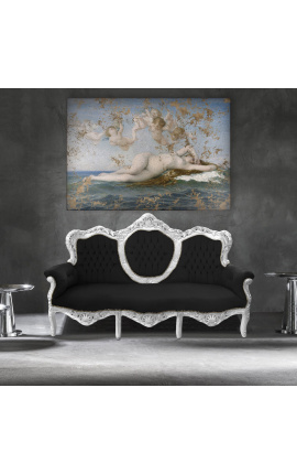 Baroque Sofa fabric black velvet and silver wood