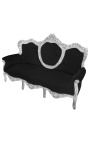 Baroque Sofa fabric black velvet and silver wood