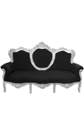 Barokki sohvakangas mustaa samettia ja hopeapuuta
