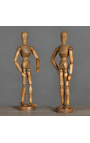 Conjunto de 2 manequins de desenho articulado em madeira