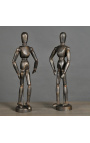 Ensemble de de 2 mannequins de dessin Articulés en bois noirci