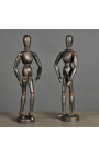 Sada 2 kloubových figurín z černěného dřeva