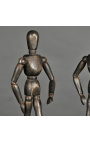 Sada 2 kloubových figurín z černěného dřeva