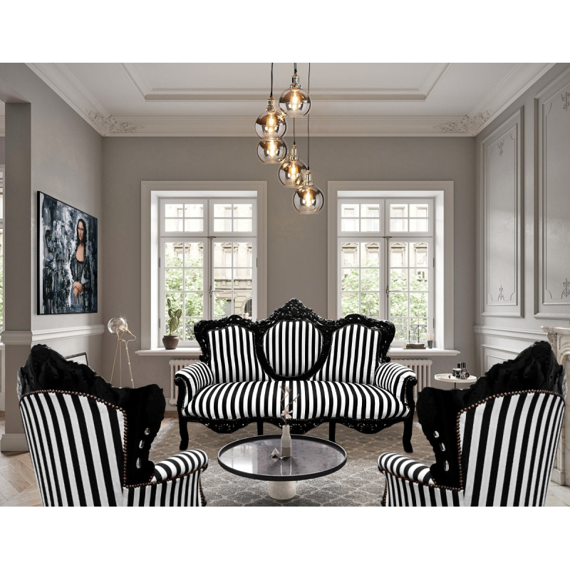 Baroque Sofa Fabric Black And White