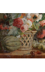 Pintura "Frutas e flores em uma cesta de vime" - Antoine Berjon
