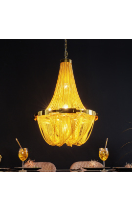 &quot;Versailles&quot; designer chandelier in gold-coloured metal