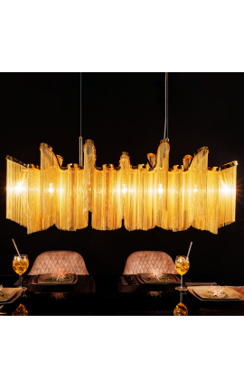&quot;Allure&quot; chandelier 118 cm length in gold-coloured metal