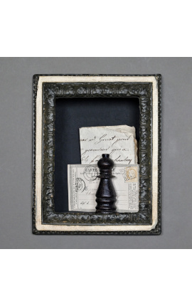 Черна рамка Луи XV с вътрешни рафтове (шкаф)