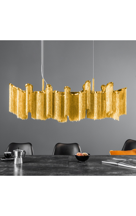 "Allure" chandelier 118 cm lang in goud-gekleurd metaal