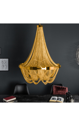 "Versailles" designer chandelier in gold-coloured metal