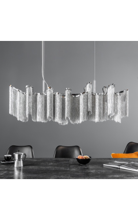 "Allure" chandelier 118 cm lang in zilver-gekleurd metaal