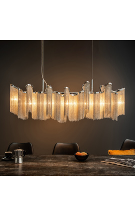 Lustre &quot;Allure&quot; 118 cm de comprimento em metal prateado