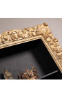 Duża rama w stylu regencji z wewnętrznymi półkami (szafka) w patynowanym złoceniu