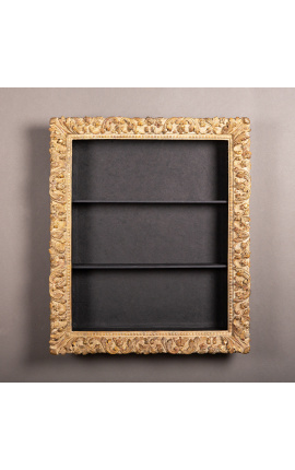 Large Regency style frame with interior shelves (cabinet) in patinated gilt