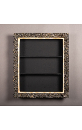 Duża rama w stylu regencji z patynowanymi czarnymi półkami wewnętrznymi (szafka)