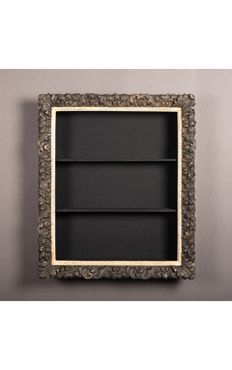 Large Regency style frame with patinated black interior shelves (cabinet)