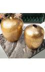 Conjunto de 2 vasos de aluminio martillado de oro