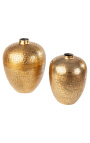 Rinkinys iš 2 auksinių aliuminio kaladuotų vazų