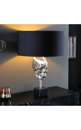 Lampe contemporaine au décor de crâne aluminium et marbre