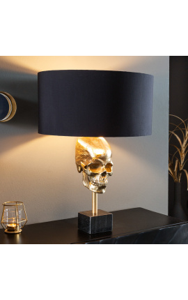 Lampada contemporanea con alluminio dorato e decorazione del cranio in marmo