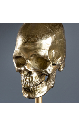 Lampă contemporană cu decor de craniu din aluminiu auriu și marmură