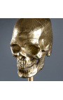Lampă contemporană cu decor de craniu din aluminiu auriu și marmură