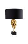 Lampe contemporaine au décor de crâne aluminium doré et marbre