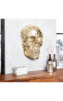 Grande décoration murale en aluminium "Crâne" doré