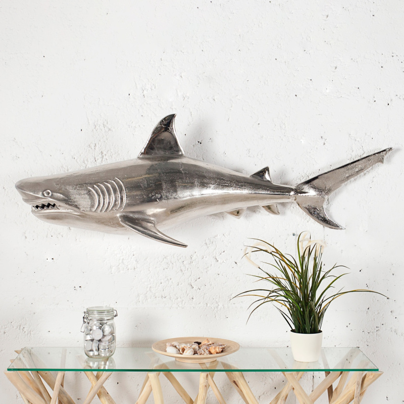 Large aluminum wall decoration Shark Left