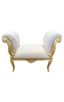 Baroque Louis XV bench beige velvet fabric and gold wood