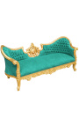 Canapé baroque Napoléon III médaillon tissu velours vert et bois doré