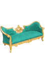 Baroque Napoleon III medallion sofa green velvet fabric and gold wood