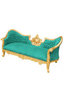 Barroco Napoleón III medallón sofá verde terciopelo tela y madera de oro