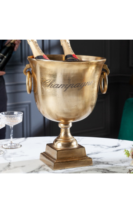 Un secchio di champagne in alluminio dorato