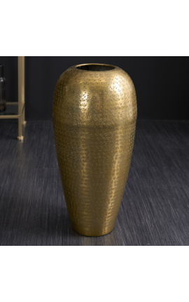Set of 2 gold aluminum hammered vases
