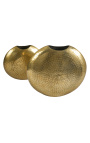 Комплект от 2 кръгли златни алуминиеви ковани вази