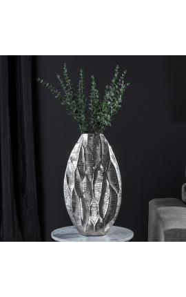 Vase organique martelé en aluminium argenté