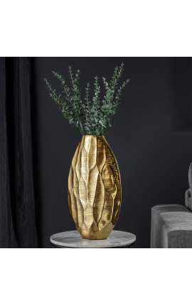 Organische Vase in goldenem Aluminium gehämmert