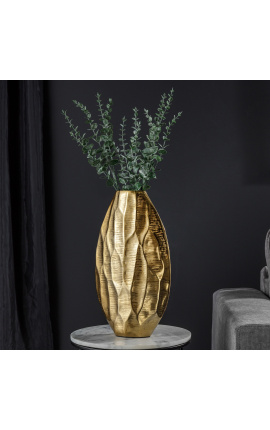 Organische Vase aus goldenem Aluminium gehämmert